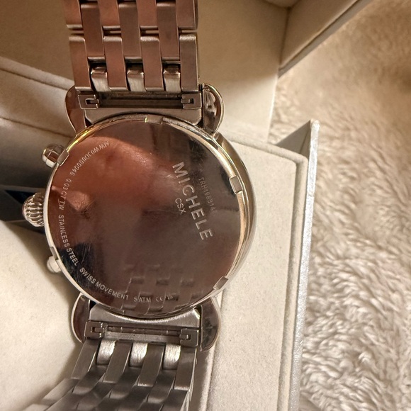 Michele Stainless Steel Watch with Pearl Dial - Picture 9 of 12